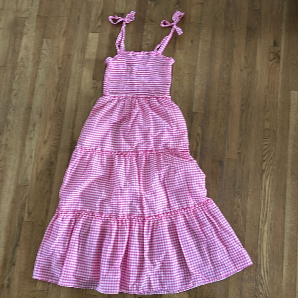 Draper James pink gingham maxi dress